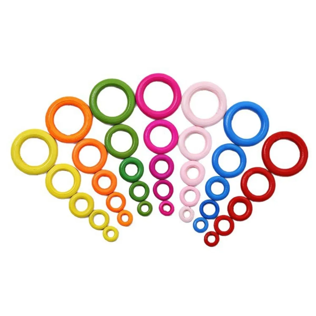 20Pcs Random Colors 35mm Wood Circle DIY Crafts for Jewelry Making Wooden Ring Bird Toy Ornaments Accessories