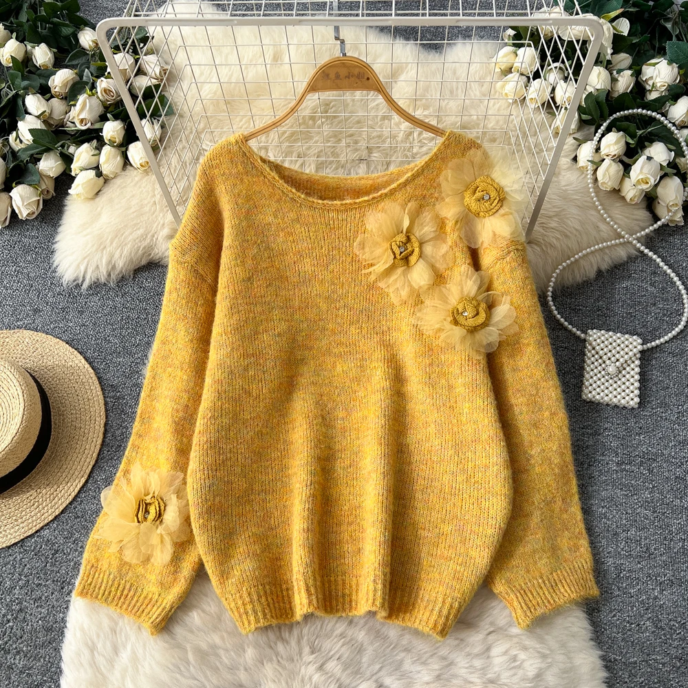 

Vintage Elegant Long Sleeve O-Neck Knit Top Korean Streetwear High Street Autumn Basics T-Shirts