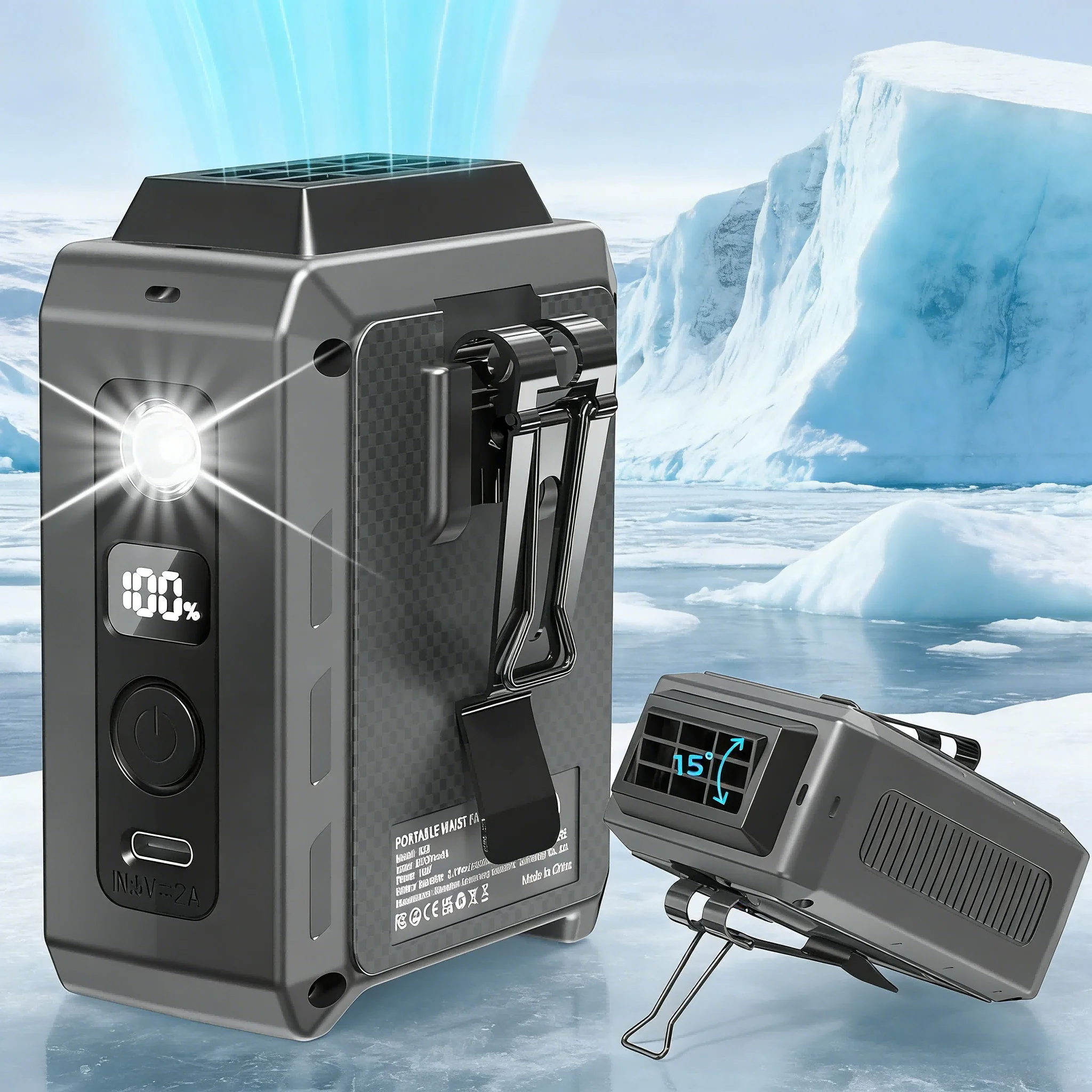 

Портативный поясной вентилятор, 5000 мАч, с перезаряжаемой батареей, подходит для занятий спортом на открытом воздухе, альпинизма и путешествий.