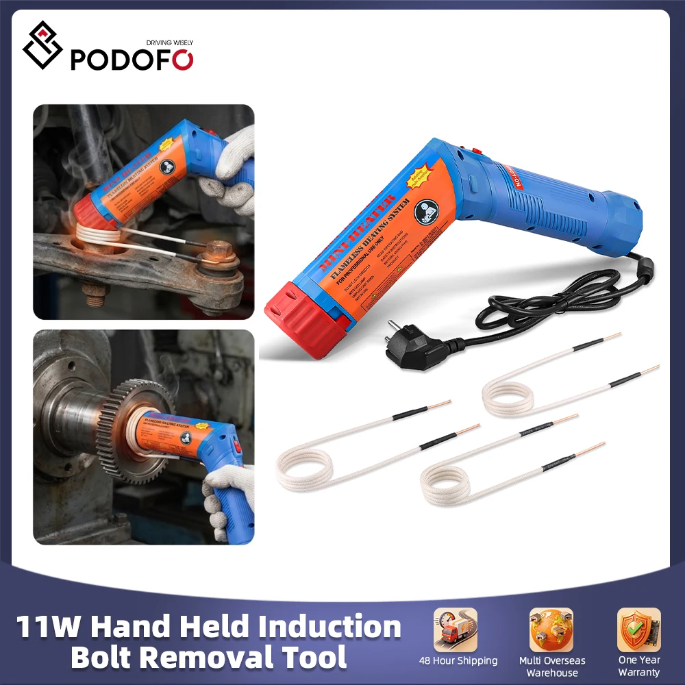 Podofo Magnetische Inductie Verwarmingset Vlamloze Handverwarmer Boutverwijderingsgereedschap Inductie Verwarmingstool Inductie met 3 Spoelen