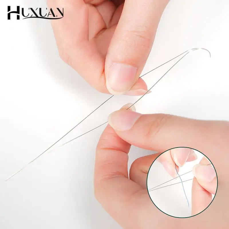 Big Eye Curved Beading Needles Stainless Steel Sewing Needles DIY Bead Spinner Needles Craft Making Sewing Tool