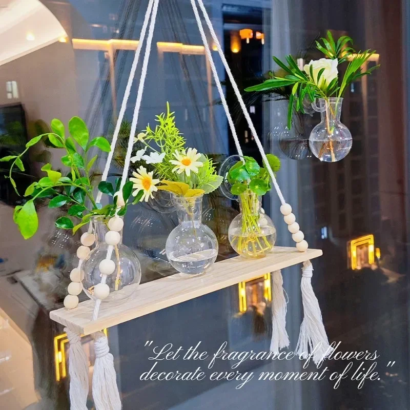 2026 Latest Models 4pc Acrylic Wall Mounted Hydroponic Planter Transparent Vase Plastic Flower Pot PropagationStation Home Decor