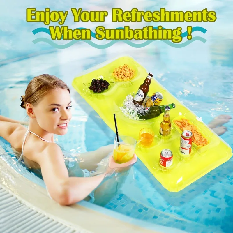 Inflatable Sun Bath Pool Floating Bed Pool Double Floating Bed with Pillow Portable Tanning Bath