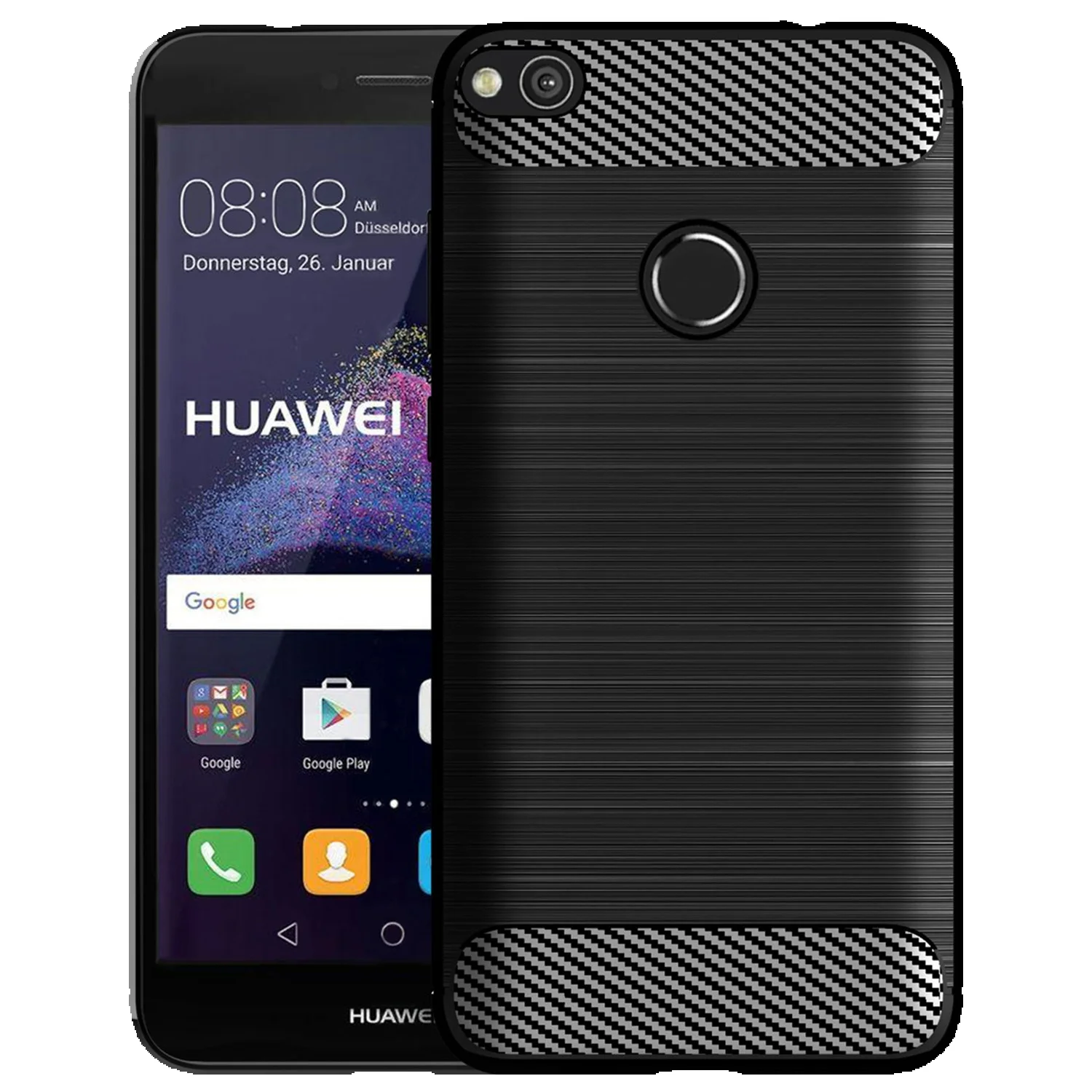 Ultra Thin For Huawei P8 GR3 Shockproof Carbon Fiber Phone Cover For P9 Lite 2017 Frosted Silicone Case