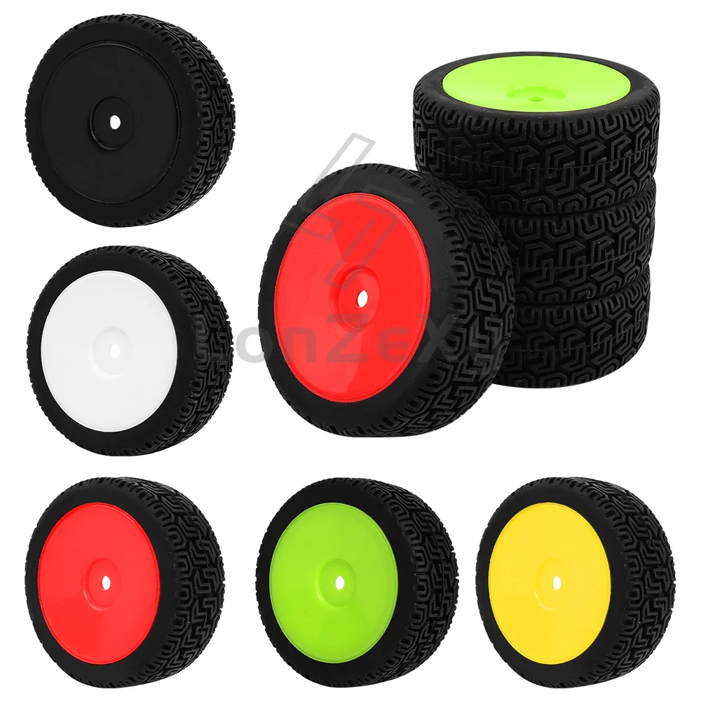4 PCS 1/10 RC On‑Road Car Wheels Plastic Rims Rubber Tires 12mm Hex Hub 68.7mm 37g Upgrade Replacement DIY RC Model Parts