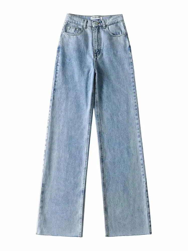 Vaqueros rectos para mujer, ropa de calle de cintura alta, pantalones vaqueros azul claro para novio, pantalones vaqueros blancos de pierna ancha para mujer 2025