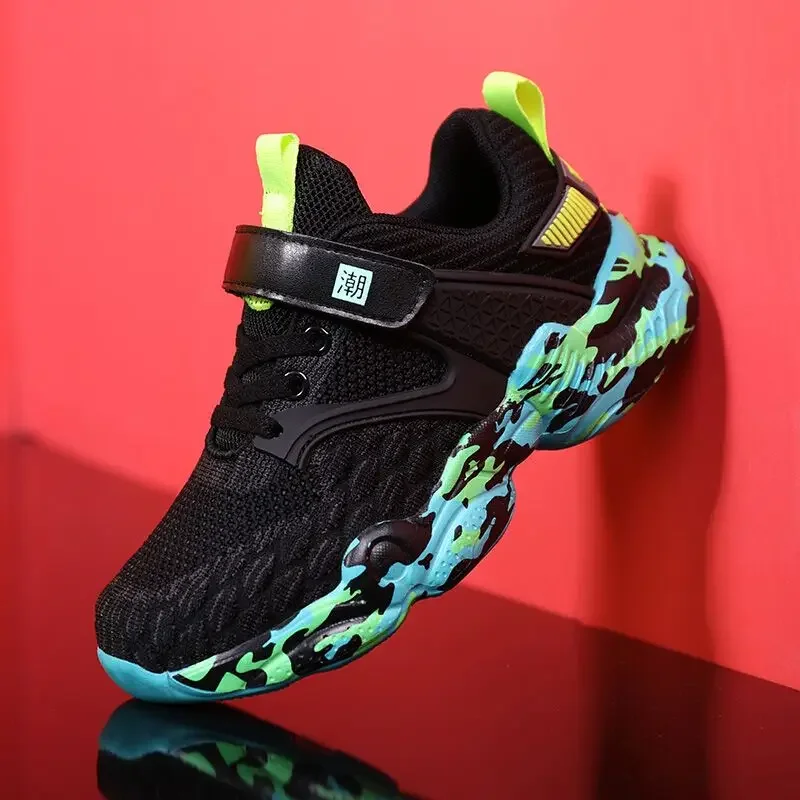 Children Boys Breathable Mesh Shoes Kids Sports and Running Sneakers School Tennis Size 28-39# 5-10y,Black,White,Green.