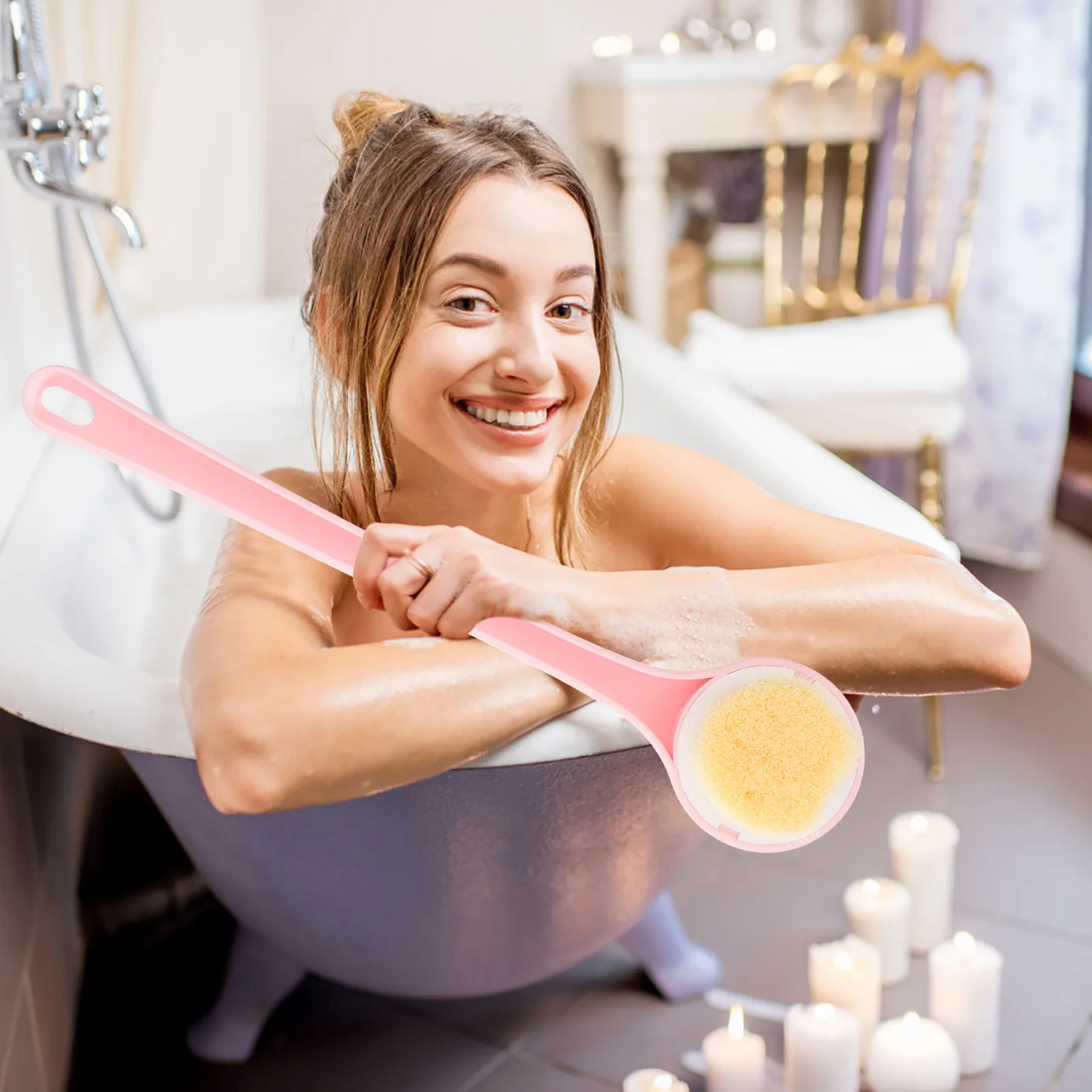 

Exfoliating Bath Brush Long Handle Ergonomic Body Scrubber for Back Foot Cleaning Shower Bathing Tool Bathroom Supplies