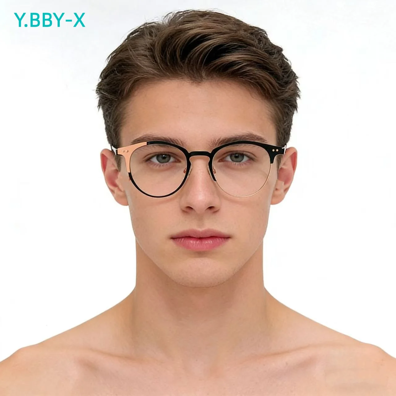 

Y.BBY-X Fashion Circular Alloy Eyeglasses for Men Women Prescription Eyewear Myopia Glasses Frame