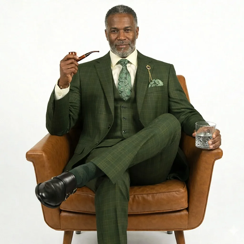 Retro Men 3 Piece Tuxedos Suit Line Checked Notched Lapel Two Button Formal Daily Suits Customized Slim Fit Business Wear