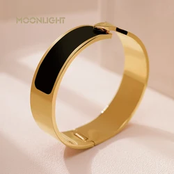 MOONLIGHT High Quality Titanium Steel Bangle for Women Simple Rose Golden Cuff Bangle Fashion Accessories Female Jewelry Gift