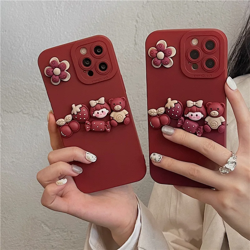 5 個チェリーベア樹脂ジュエリーアクセサリー DIY 携帯電話ケースイチゴキャンディーヘッドギアヘアピン収納ボックス売春材料