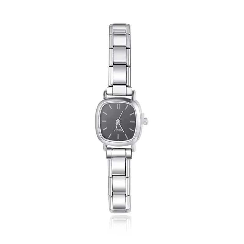 Fashion DIY Women's Stainless Steel Ltalian Bracele Square White Watch Bracelet For Party Friend Wife Birthday Jewelry  Gift
