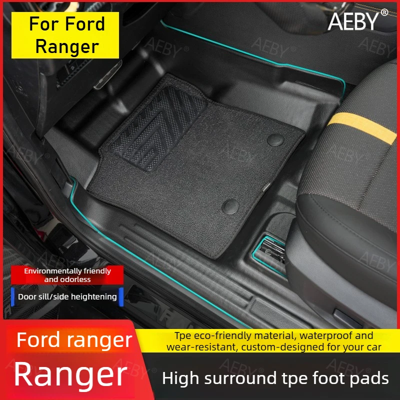 For Ford Ranger 2022-2026 TPE car mats,Odorless, all-weather, non-slip,Waterproof heavy duty,car cargo liner,Trunk interior