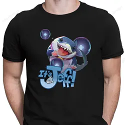 Men's Cotton Crew Neck Jeff Land Shark Graphic Print T-Shirt Street Casual Style Tops for Men and Women