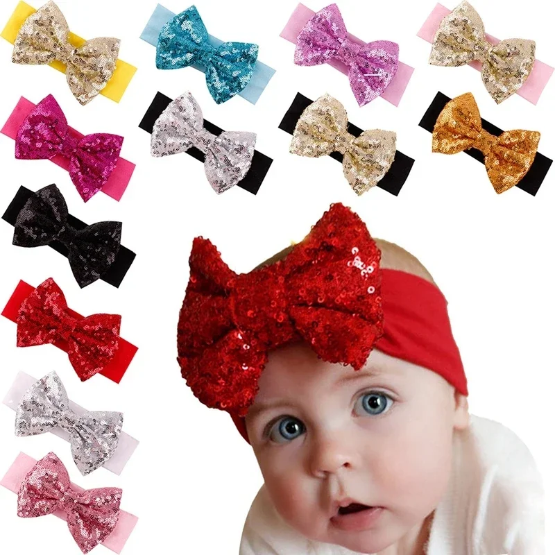 

1PCS Elastic Children Headband Cute Sequins Bow Baby Girl Hair Accessories Newborn Infant Headwear