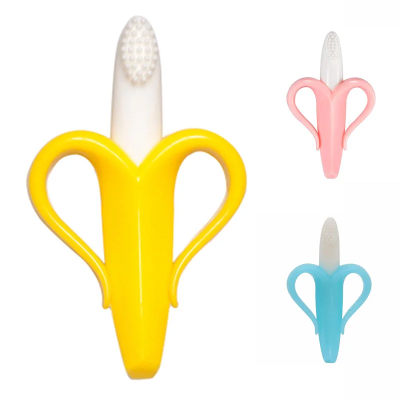 Silicone Banana Massaging Mordedor Escova de dentes do bebê Mastigar Brinquedos De Dentição, Mordidas Produtos