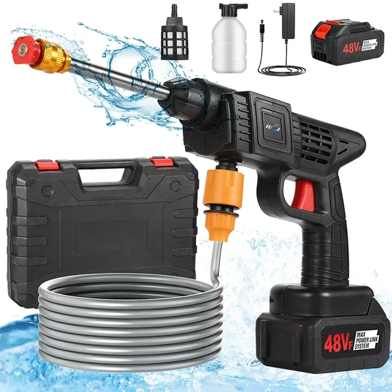 Wireless High Pressure Car Wash Machine Electric Cordless Portable Car Washer Powerful 48V Battery Car Washing Water Foam