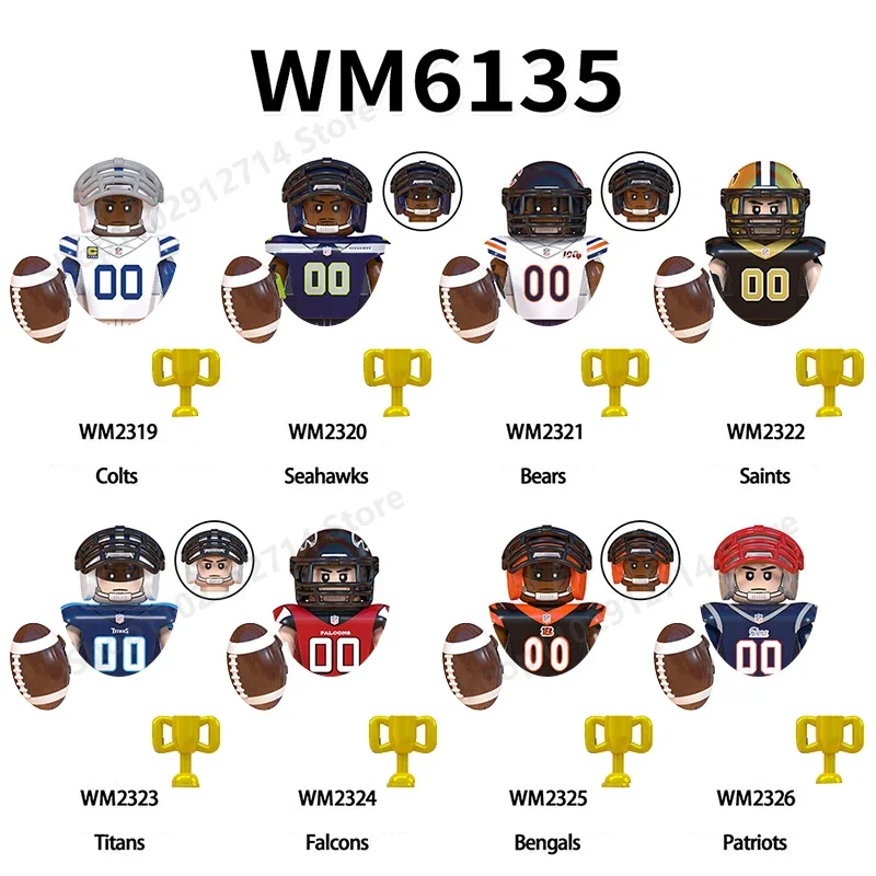 8 pièces/ensemble figurines de joueur de Rugby de Football blocs de construction sport vert briques assemblées bricolage jouets éducatifs cadeaux de noël