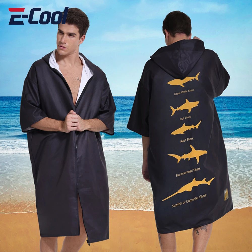 

Быстросохнущее пляжное полотенце из микрофибры с капюшоном, пеленание, серфинг, дайвинг, полотенце-пончо, мягкий домашний халат, водные виды спорта на открытом воздухе