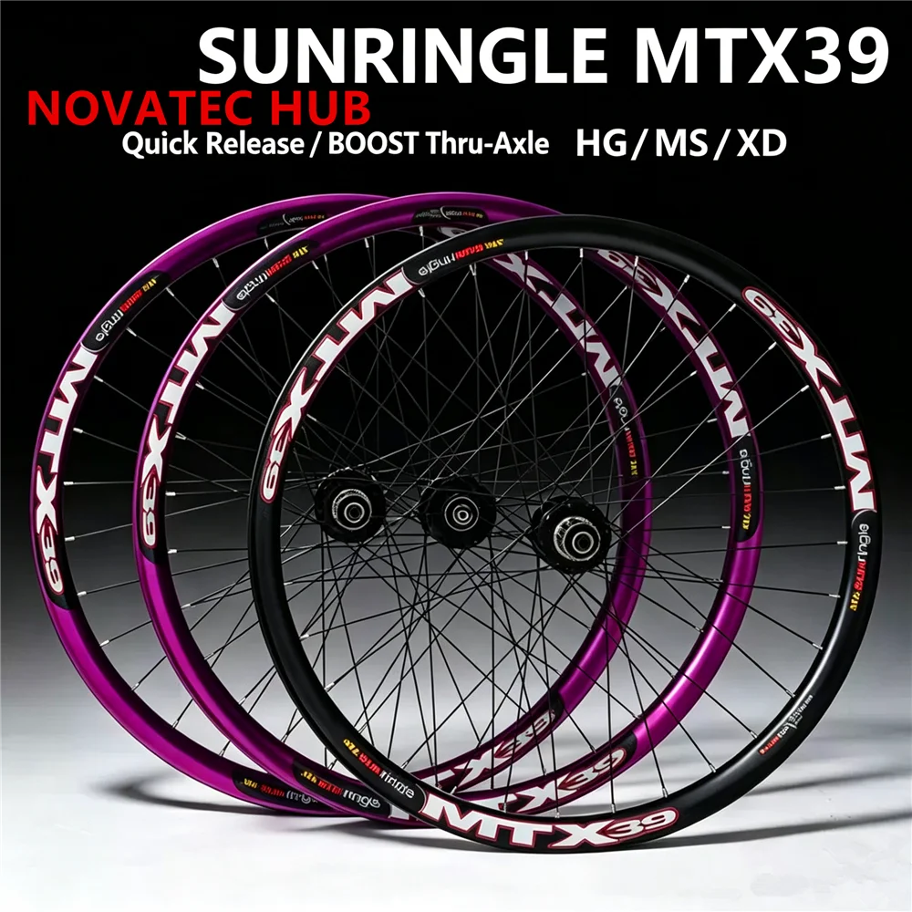Sunringle Rim NOVATEC Hub MTX39 Mountain Bike Wheel, DH, AM, AR, Rapid Descent, Shaft Barrel Axle, 26 27.5 ER, MTB Wheelset
