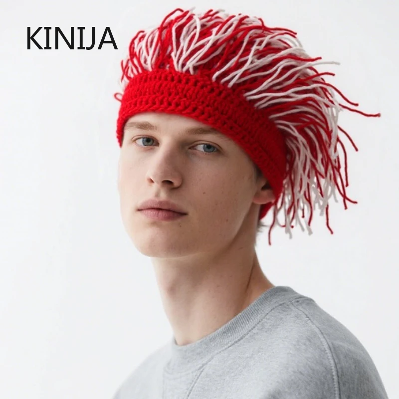 Gorro Reggae Dreadlocks para hombre, gorro de Hip Hop hecho a mano de ganchillo, Gorro de invierno, regalos de Halloween, gorro elástico para fiesta divertida