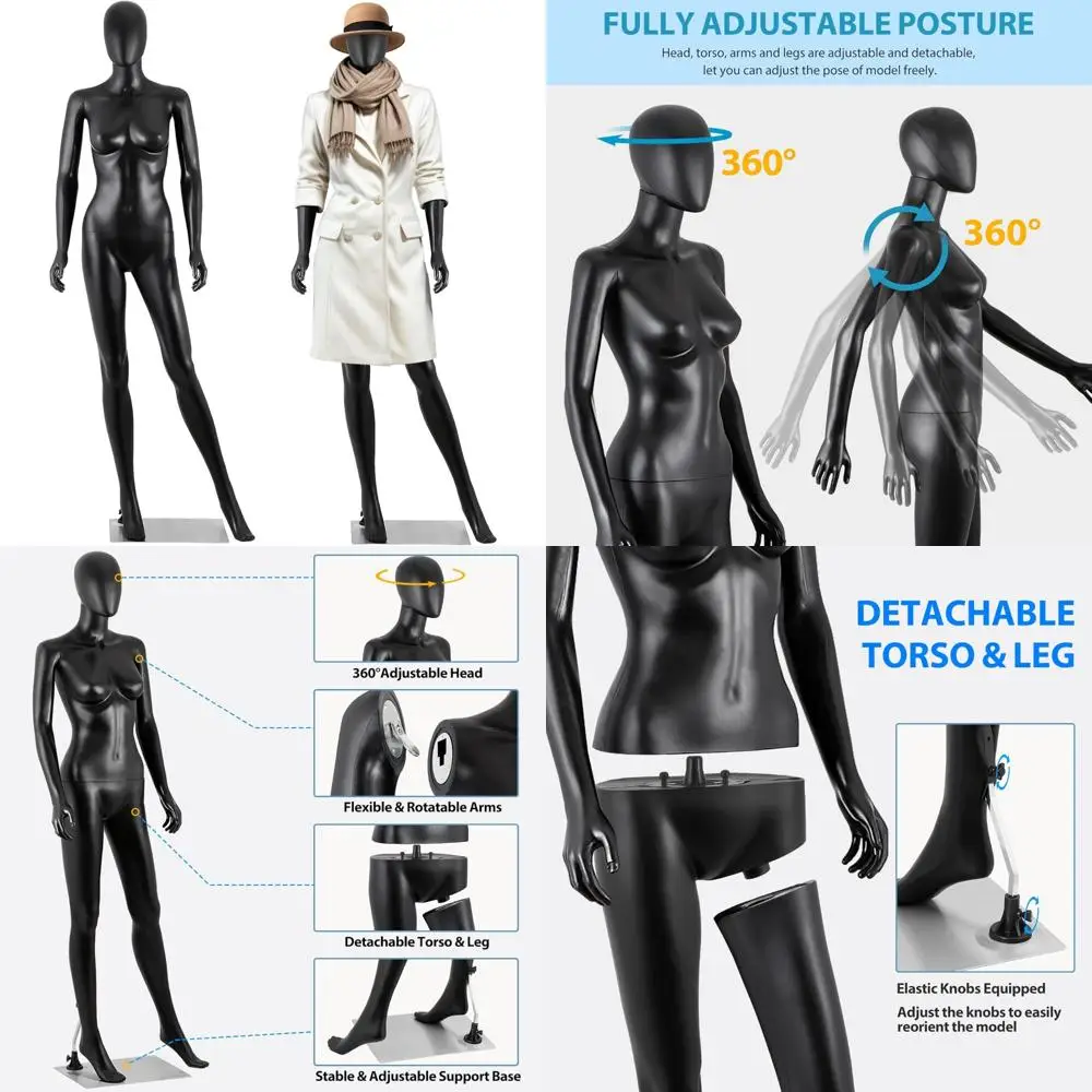 

Female Mannequin 70 Inch Full Body Sewing Dress Model Stand Realistic Display Manikin with Adjustable Posture, Turnable Head, Fl