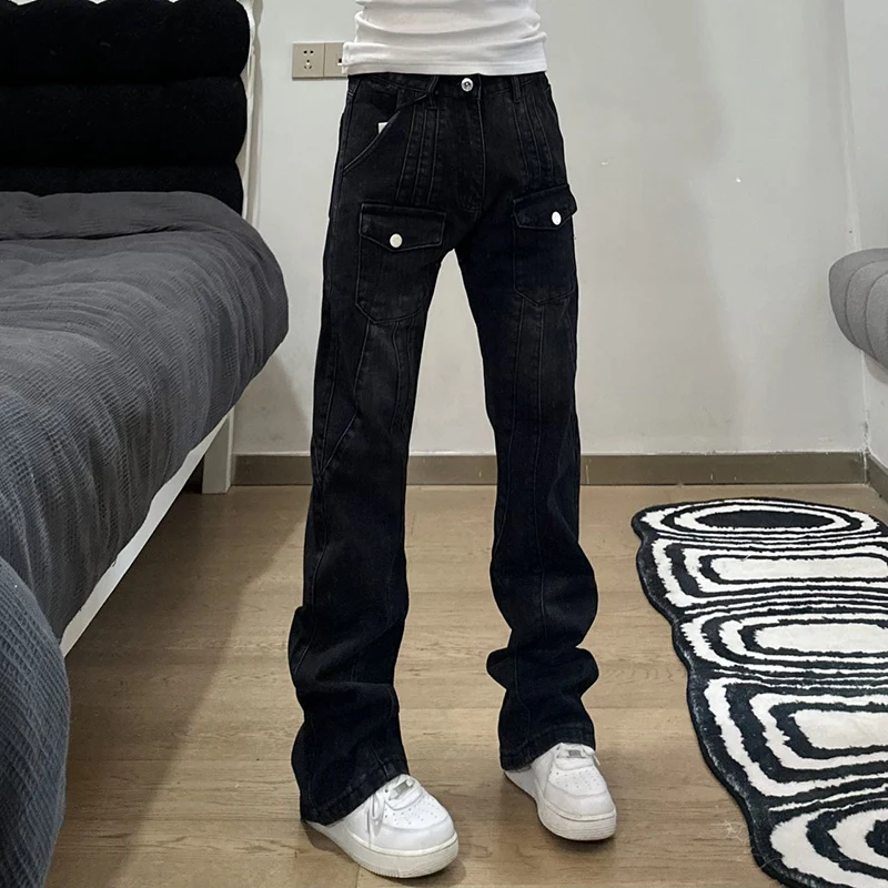 

Ретро-джинсы в стиле пэчворк, свободные, унисекс, зимние, модные, длинные брюки, повседневные джинсы для мужчин и женщин