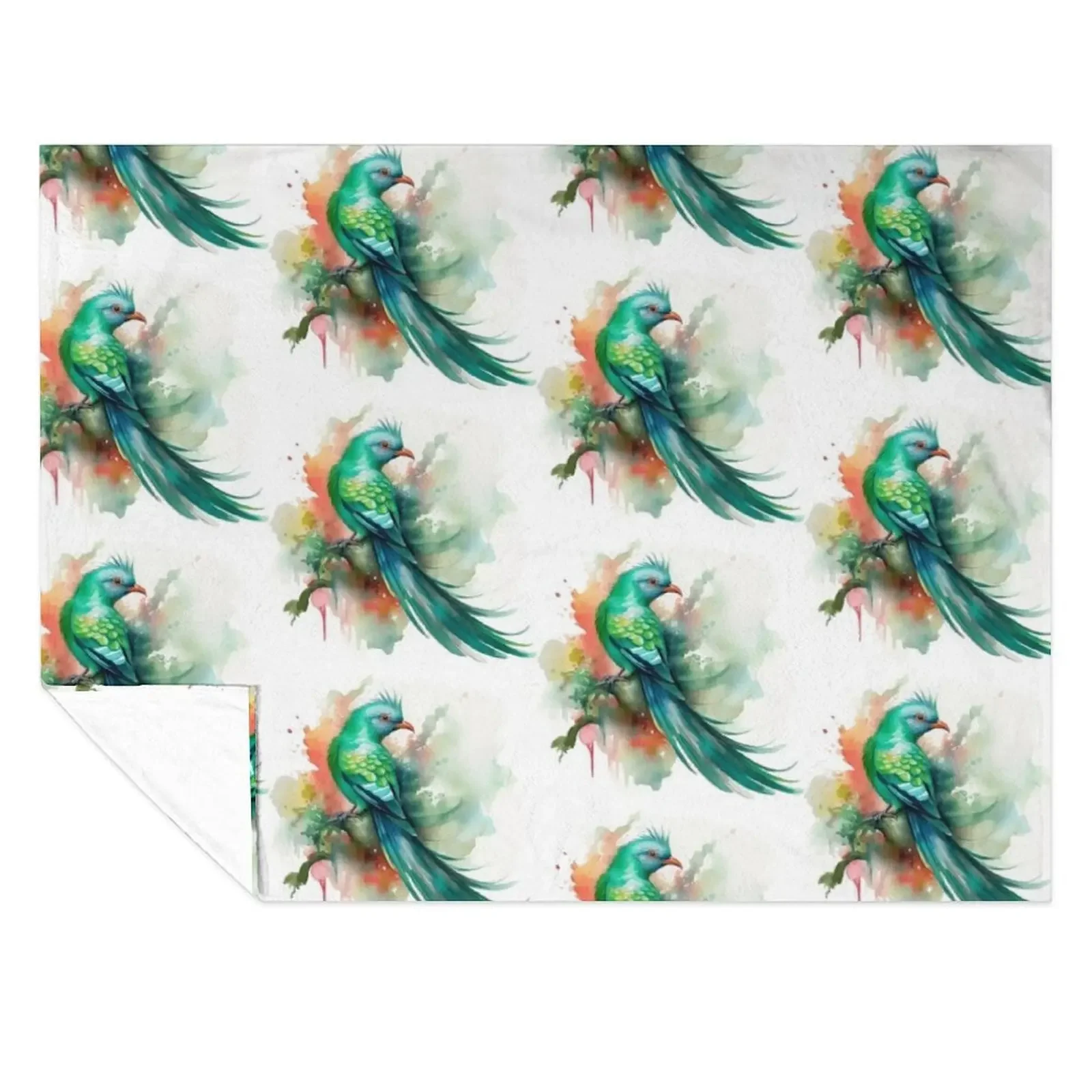 

colorful resplendent quetzal, watercolor resplendent quetzal, resplendent quetzal Throw Blanket Soft Beds Bed linens Blankets
