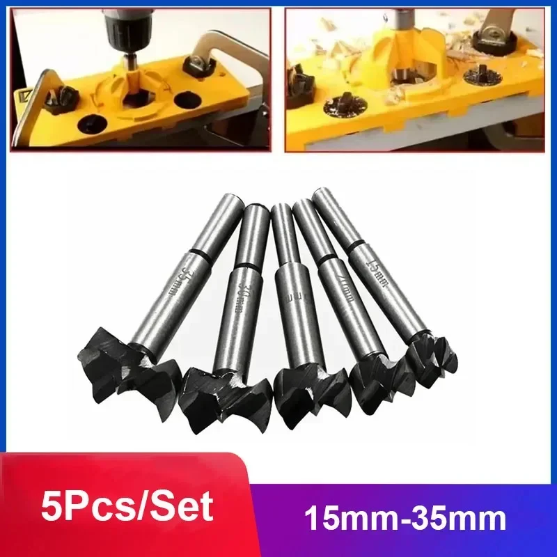 

5 шт./компл. 15 мм-35 мм HSS сверла по дереву деревообрабатывающий открывалка для отверстий деревообработка самоцентрирующийся сверлильный инструмент развертывание локатор петель