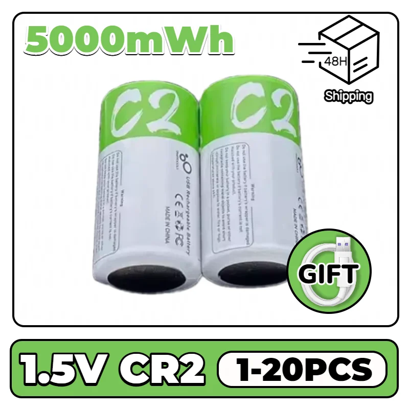 

1.5V 5000mWh C Size Li-po Rechargeable Battery Type-C Fast Charging for Flashlight Radio Gas Cooker Toys LR14