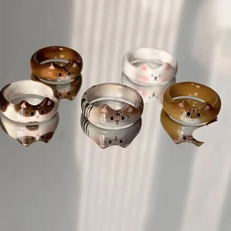 Cute Glazed Cat Ring, Niche Design, Personalized Ring, Girly Style, Versatile Animal-Themed Accessory