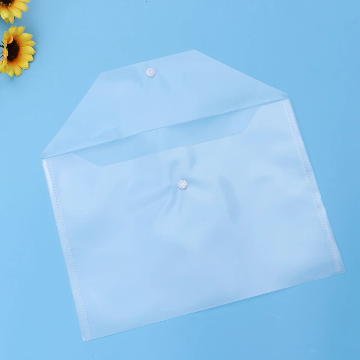 20 pcs A4 File Folder Transparent Waterproof Tear-Proof Snap Button Closure For Office School Document Organizer File Folders