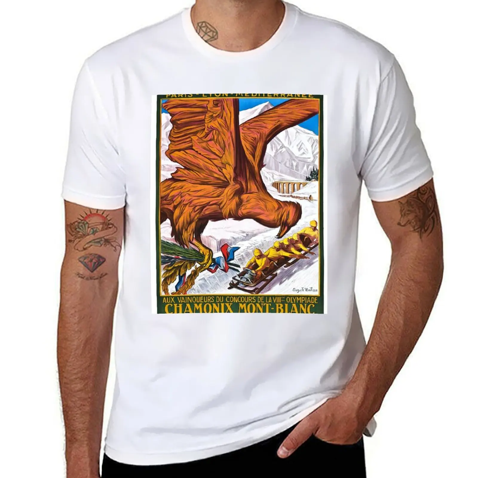 

Chamonix Mont-Blanc Winter Sports Poster T-Shirt Fashion Pattern Printed Tee Shirt