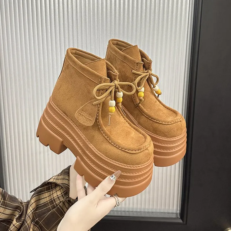 2025 منصة فاخرة حذاء بوت بطول الكاحل المرأة عالية الكعب مصمم أحذية الدانتيل موضة الشتاء أحذية امرأة قصيرة الاتجاه الجديد أحذية رياضية #5