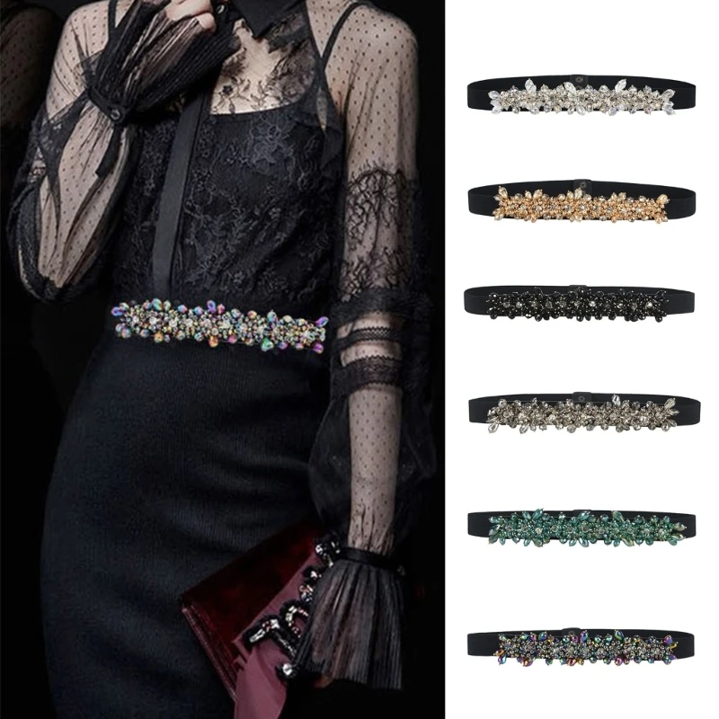 Coat Belt Crystal Belts For Women For Evening Dresses Elastic Corset Belt Dress Belt Flower Sparkly Dropshipping