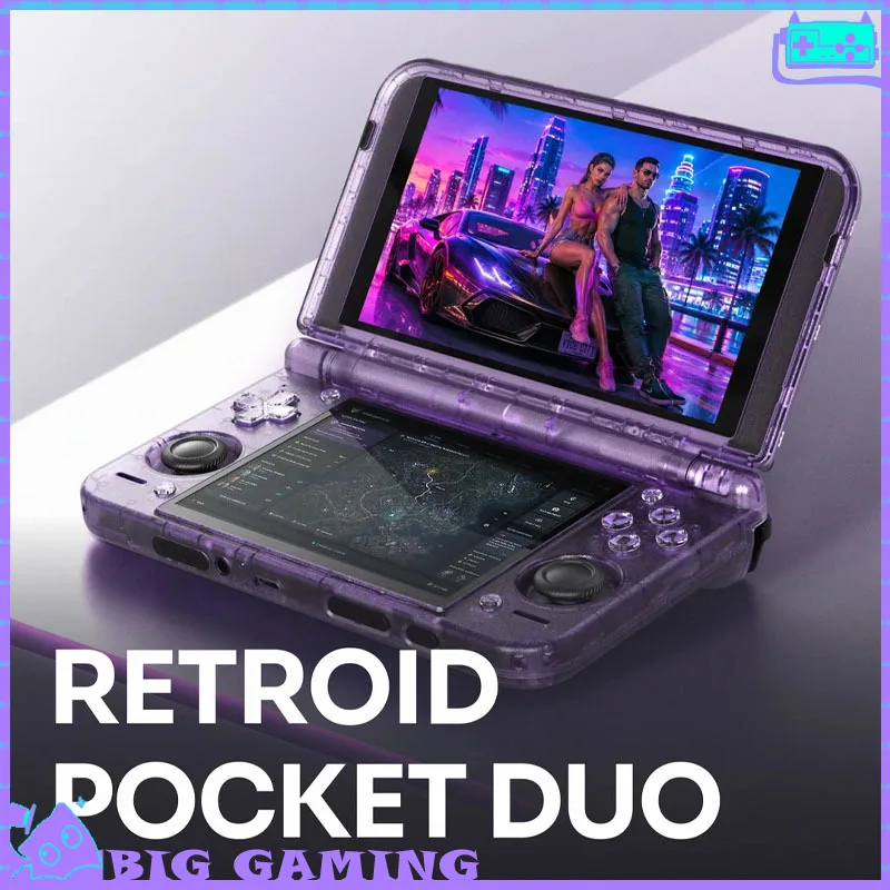 Retroid Pocket Duo Dual Screen Handheld Game Console 5.5" OLED Display Android Retro Game Player Support WiFi Bluetooth 8G128G