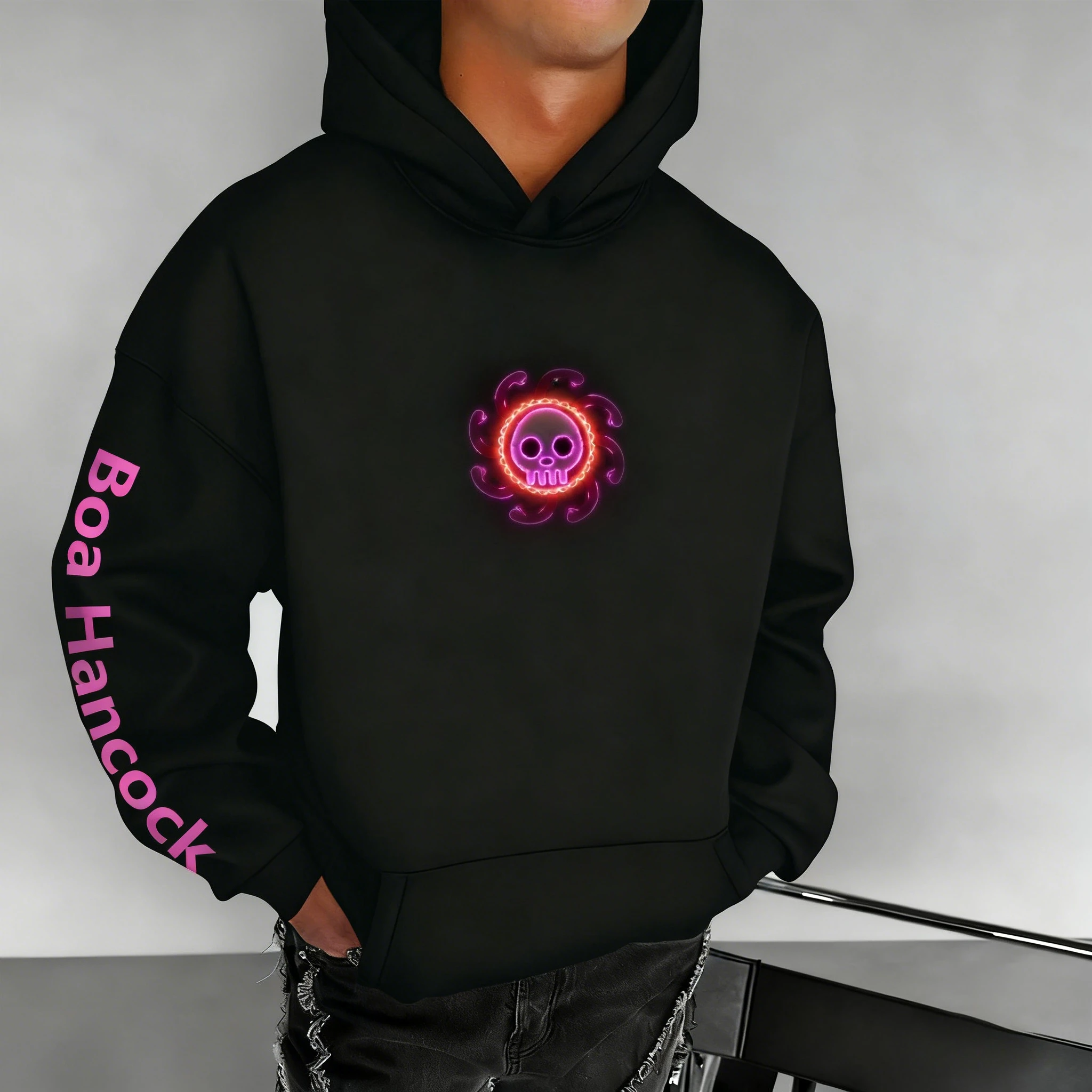 新しいワンピース ルフィ アニメ関連プリント ルーズ フーディー、冬に男女問わず着用できるファッショナブルな純綿スウェットシャツ