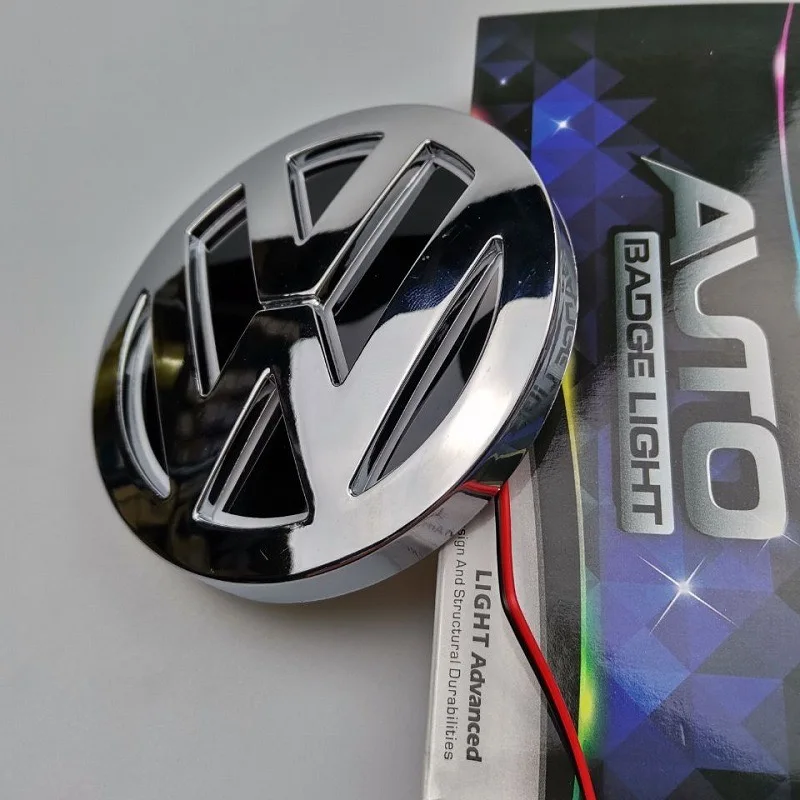 VW CC 보라 골프 제타 폴로 마고탄 파사트 로고 라이트, VW 트렁크 스티커, 5D 로고 라이트, LED 후면 배지 라이트, 전면 그릴, 11cm