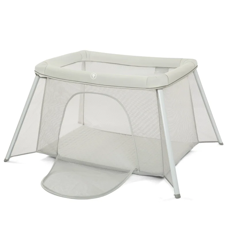 Babyfond Multifunctional Foldable Baby Crib, Portable Folding Newborn Bed, European‑American Style Simple Infant Play Bed