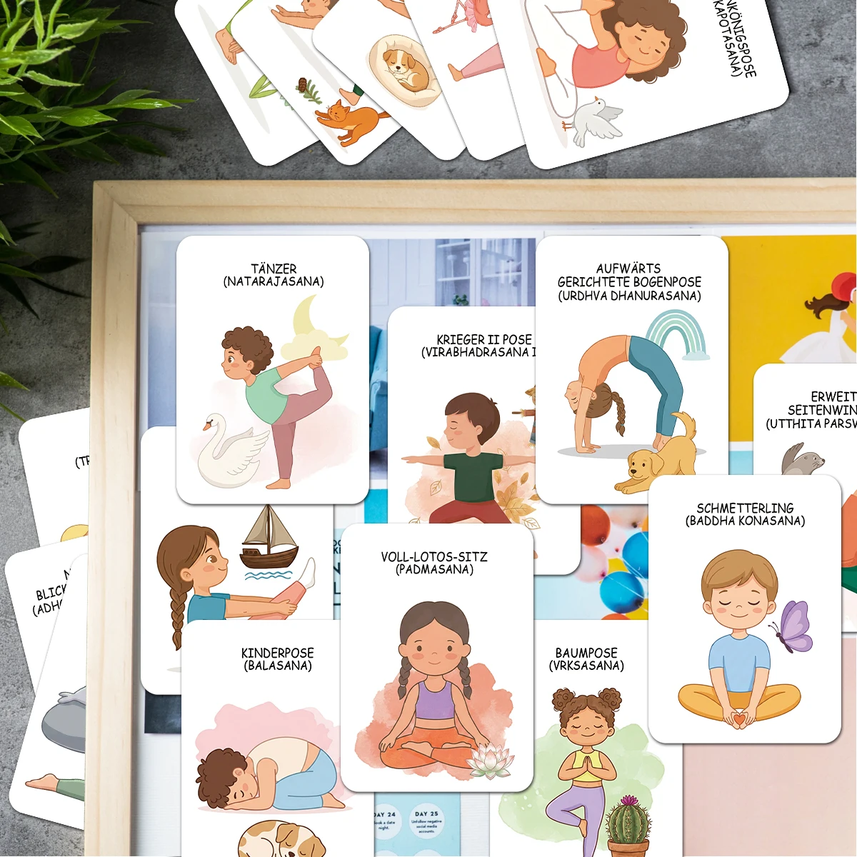 24pcs German/English Yoga Pose Cards,Playful Yoga Learning Deck,Fun Exercise Cards For Home,Class,Yoga Studio,Gift For Beginners - view 4
