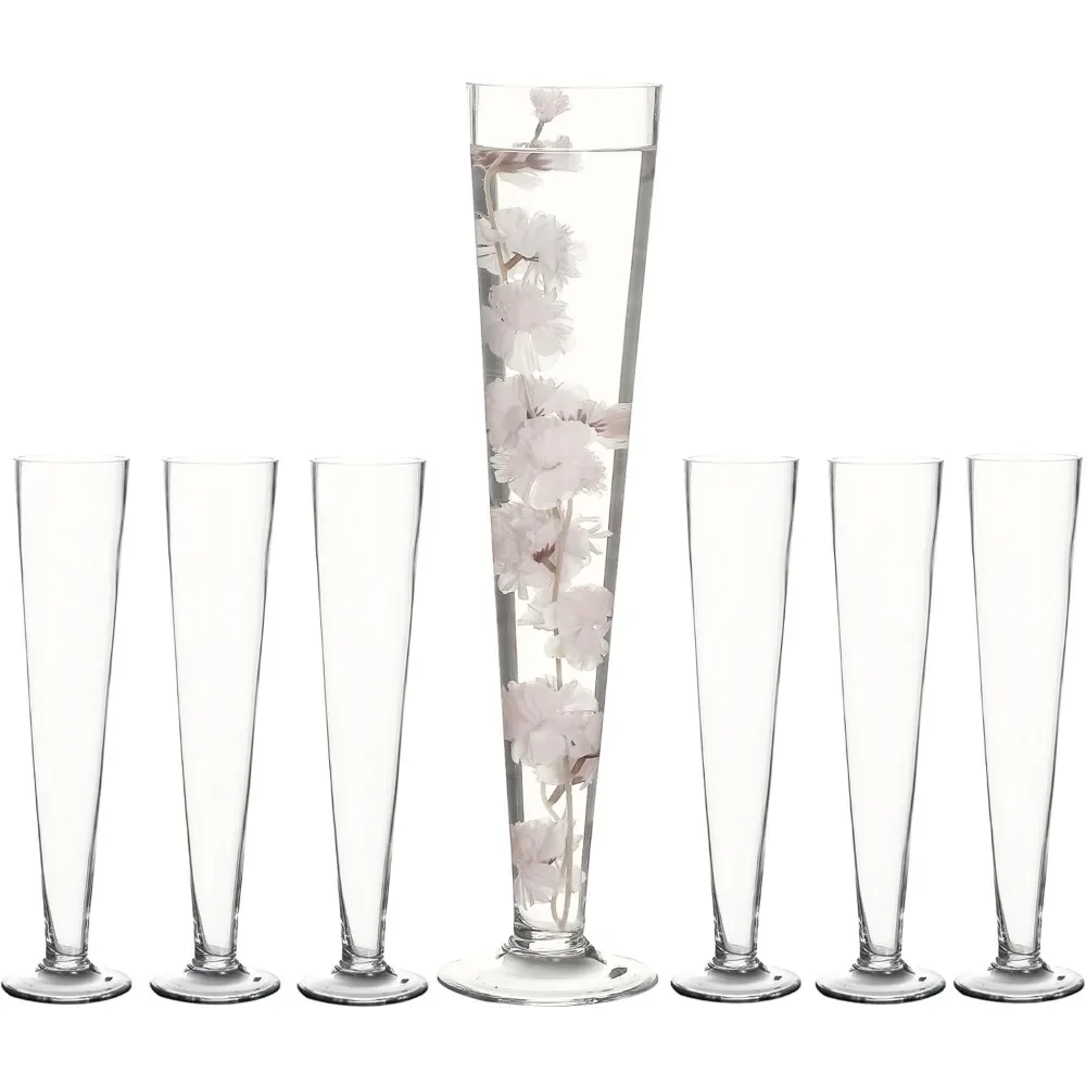 

Sets of 6 Flower Vase Decoration Home Decorations Clear Trumpet Vases 24" Height. (6 24") Room Decor Garden