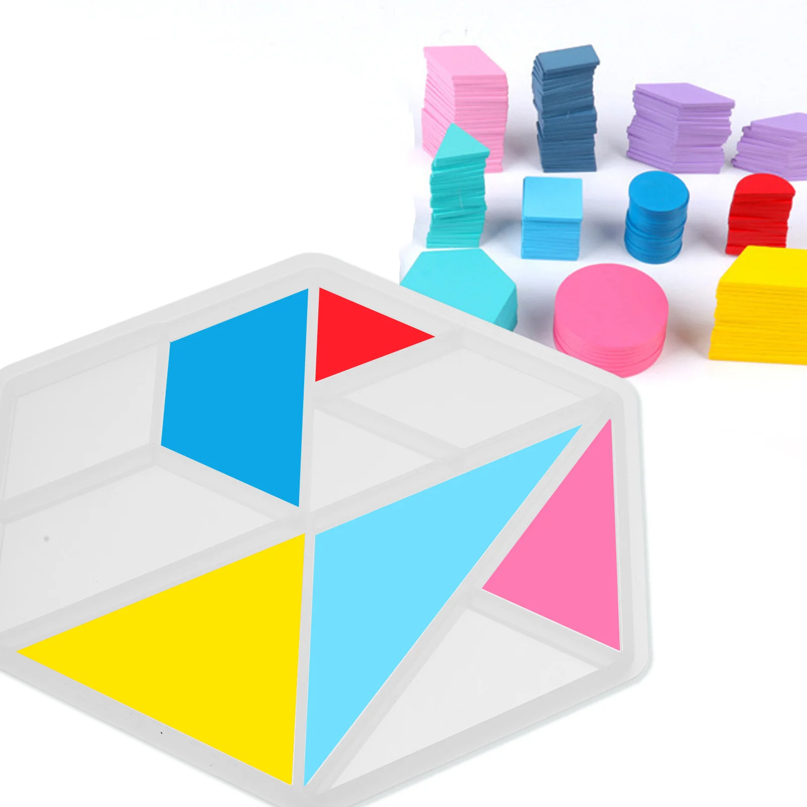 3 قطعة قوالب السيليكون Tangram سداسية لتقوم بها بنفسك بازل قطع قوالب الحرفية الإبداعية جدار زخرفة غير عصا اليدوية الايبوكسي الصب #4