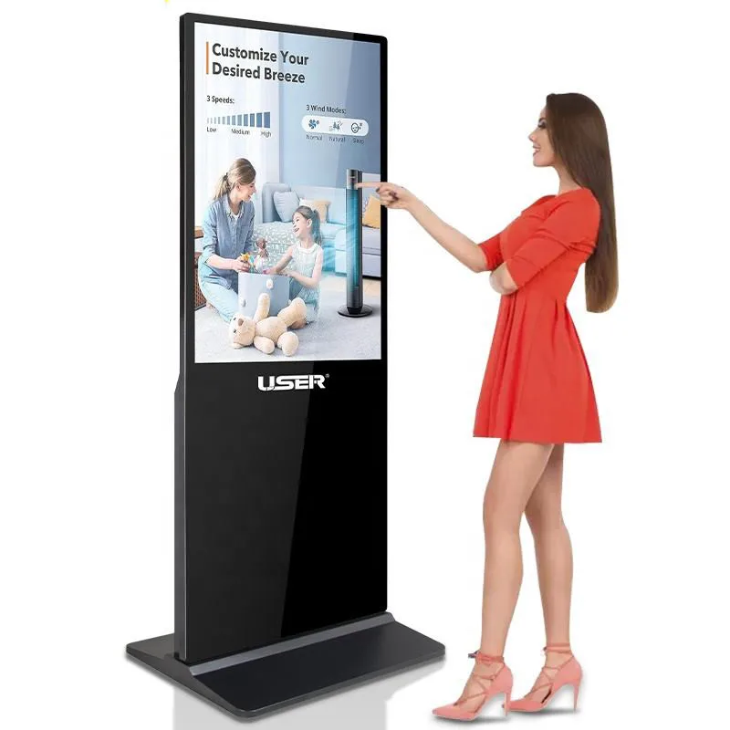 Floor Standing Vertical Touch Screen Kiosk 2k Indoor Advertising Player Display Screen Hd Lcd Led Digital Signage