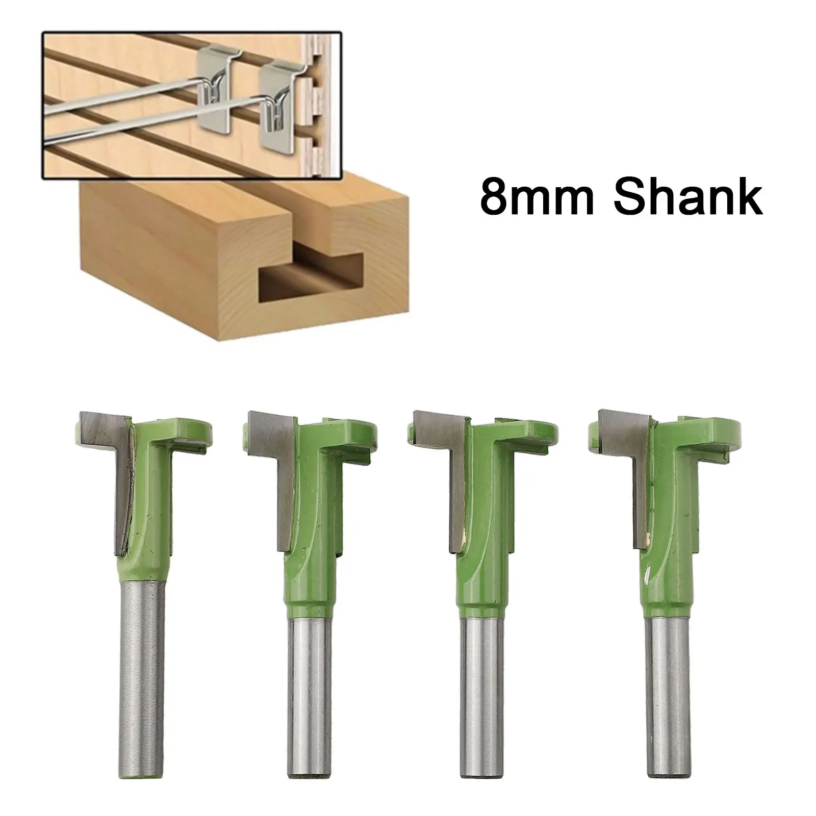 Professional 4pcs T Slot Router Bits with 8mm Shank for Woodworking Designed for Cutting Solid Wood MDF and Plywood