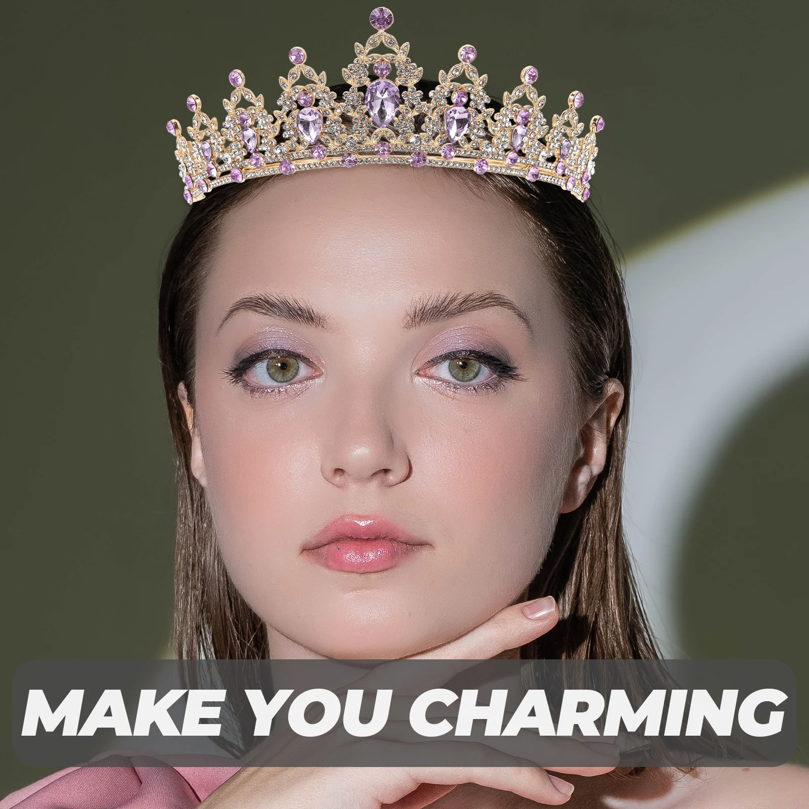 حجر الراين تيارا للنساء الزفاف تاج الزفاف بريق خوذة حفلة موسيقية اكسسوارات حلية شعر أنيقة #3