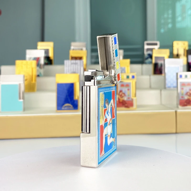 طبعة تذكارية جديدة فاخرة ولاعة البوتان لهب واحد ومزدوج لهجة مسطحة الطلاء الطبيعي المدخن L2 سلسلة 19024 #1