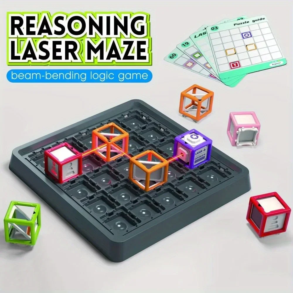 Laser Maze STEM Game Toys,Children's 60 Levels Challenge sLaser Maze Logic Thinking Training Board Game Stacking Educational Toy