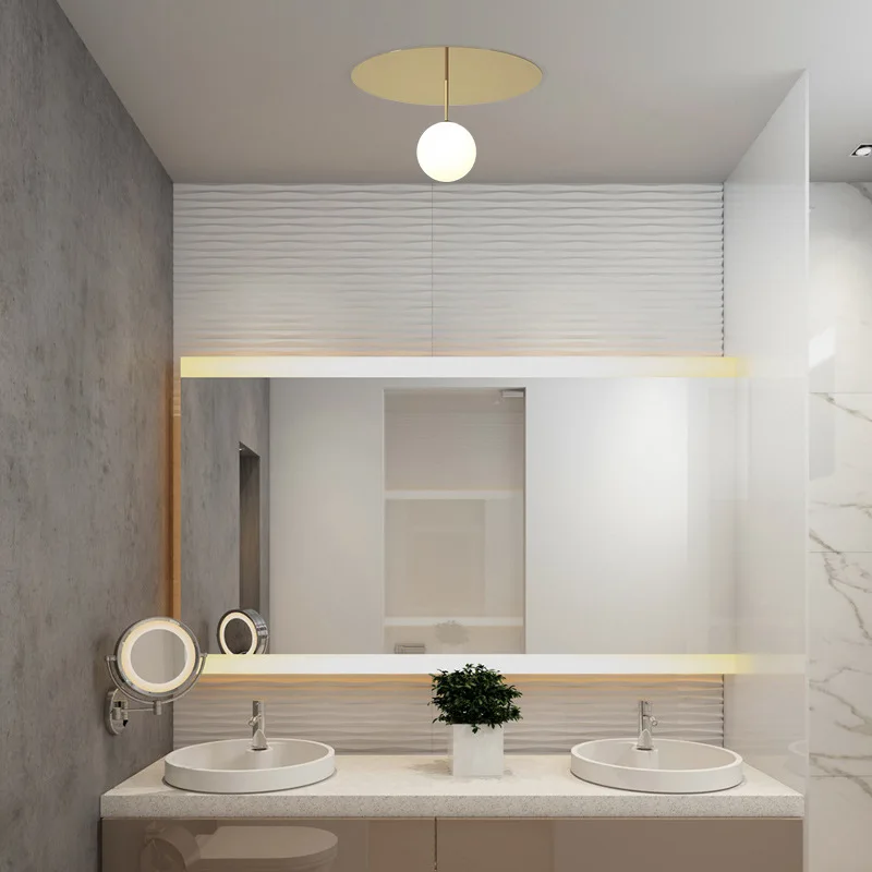 Modern LED Minimalist Bedroom Ceiling Lamp American Corridor Aisle Counter Bar Living Roon Designer’s Ceiling Light White Glass