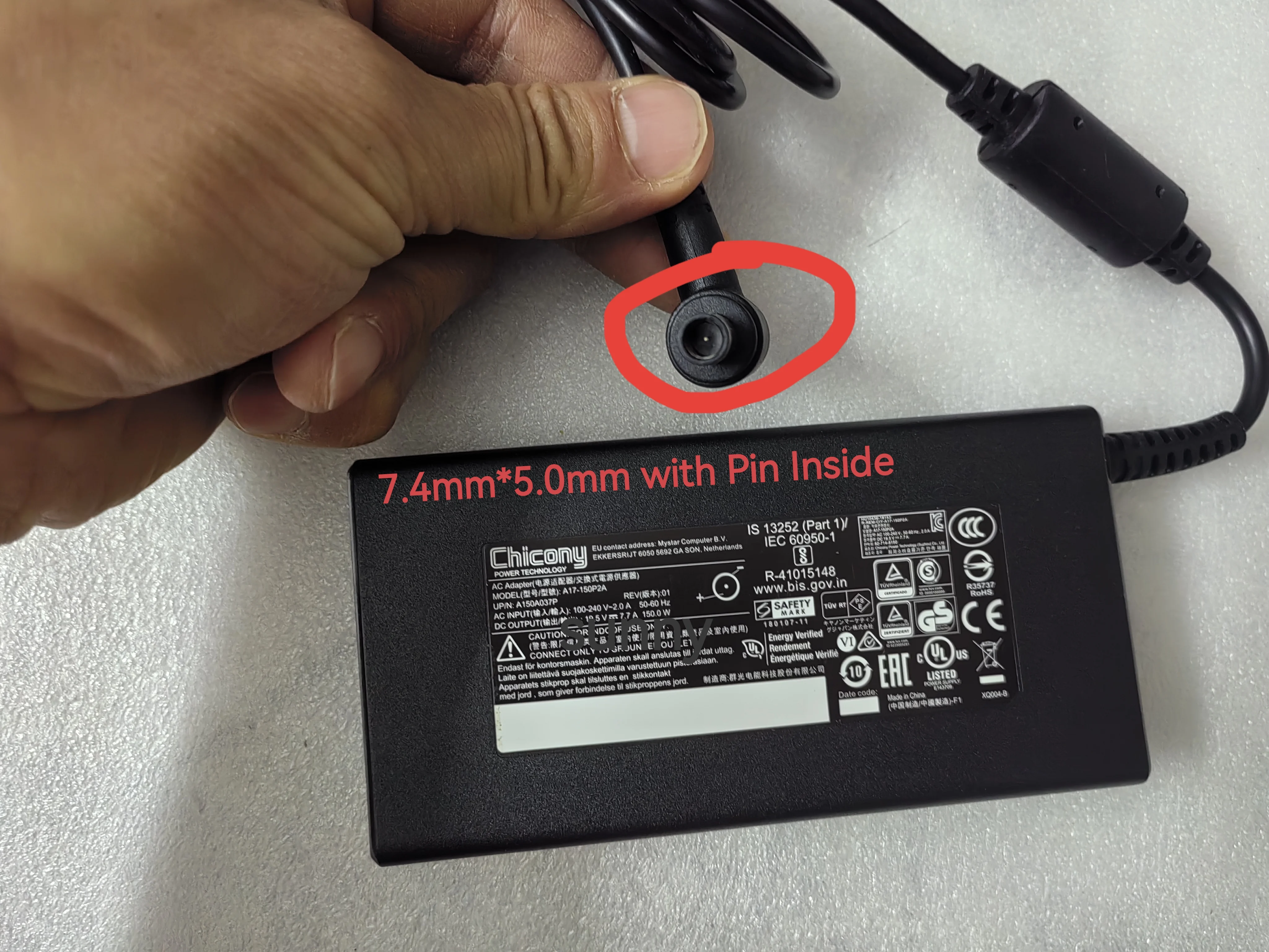 NEW OEM Slim Chicony 19.5V 7.7A 7.4mm 150W AC Adapter A17-150P2A For MSI Gaming GL73 GL63 9RCX GTX1050 Gaming Laptop